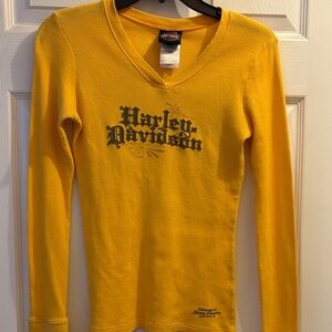 Harley-Davidson Women's Yellow Long Sleeve Thermal Top